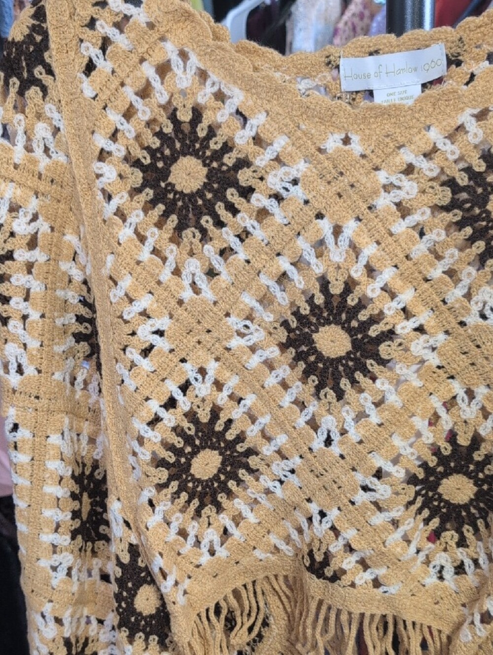 House Of Harlow 1960 Cream And Brown Crochet Sweater NWT - Picture 2 of 4